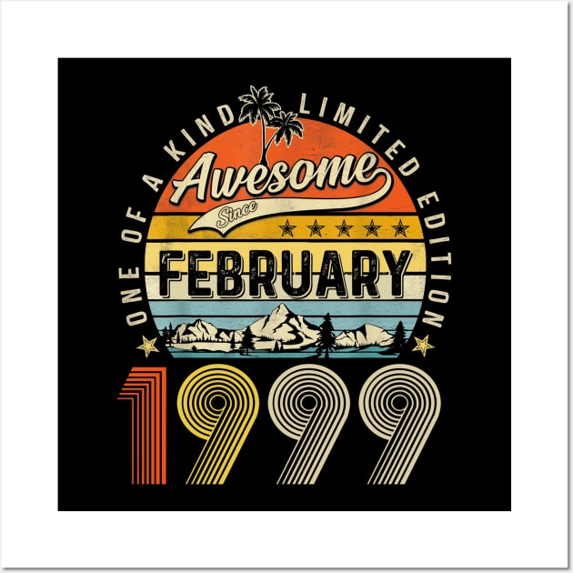 Awesome Since February 1999 Vintage 24th Birthday Wall Art by Benko Clarence